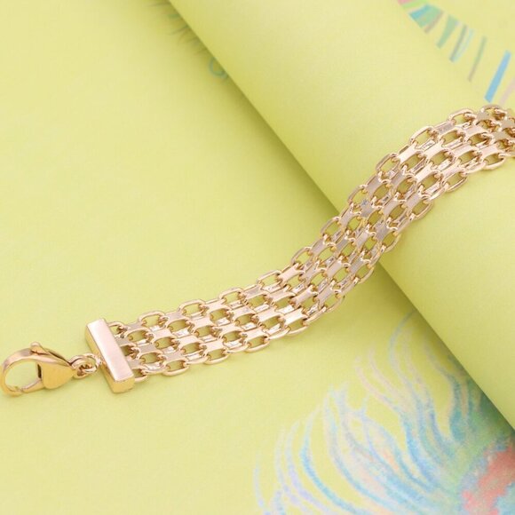 "Rose Gold Plated Multi-Link Chain Bracelet, XPBL0860 - Picture 5 of 12